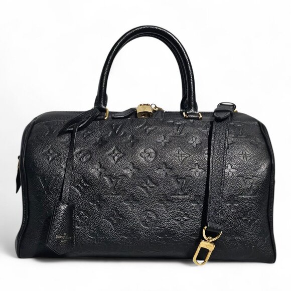 LOUIS VUITTON Empreinte Speedy 30 Black Leather Shoulder Strap Bag Bandouliere - Picture 3 of 16